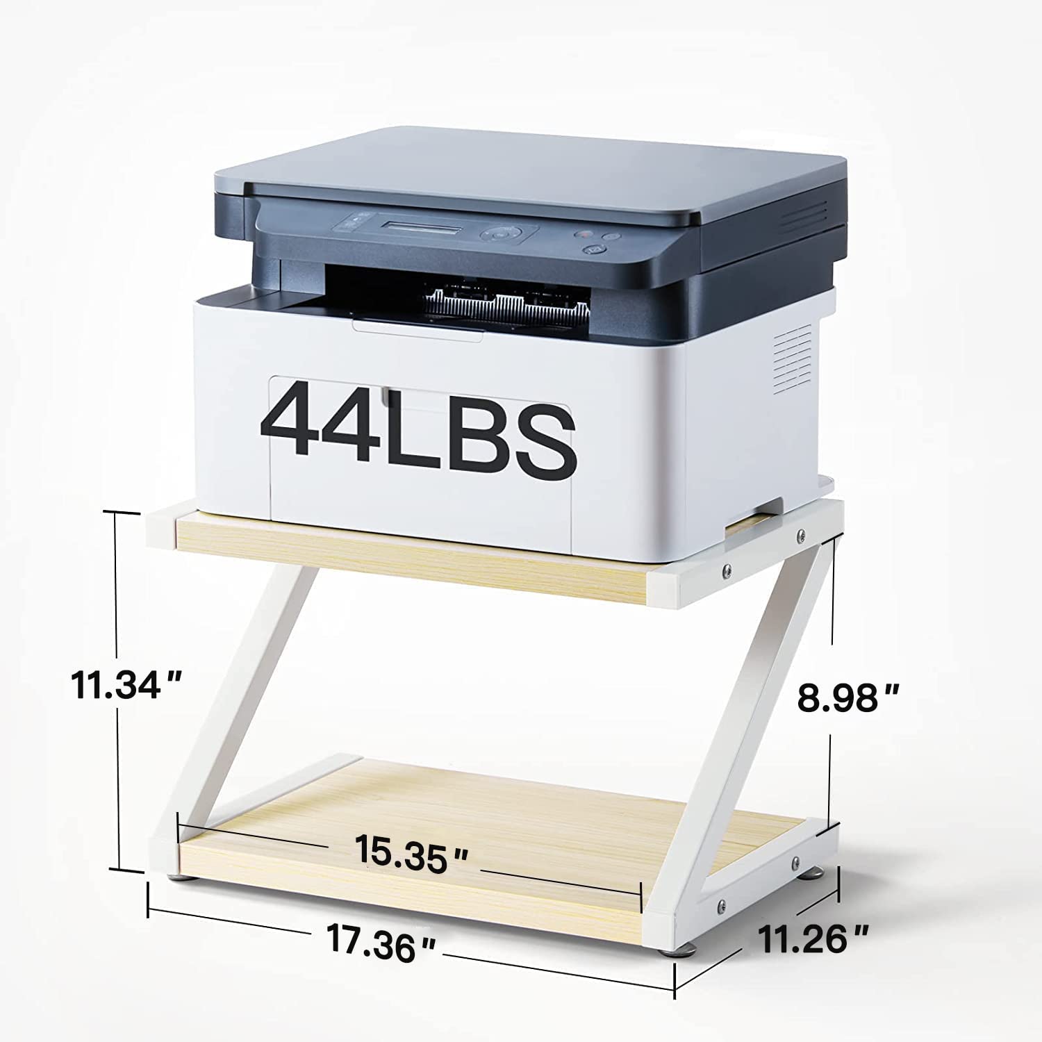 HUANUO Printer Stand, Desktop Printer Stand with 2 Tier Wood Storage Shelves, Printer Stand for Desk, Multi-Purpose Desk Organizer for Fax Machine, Scanner, Files, Books - WoodArtSupply