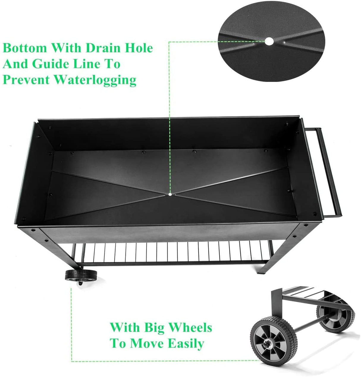 FOYUEE Raised Planter Box with Legs Outdoor Elevated Garden Bed On Wheels for Vegetables Flower Herb Patio FOYUEE