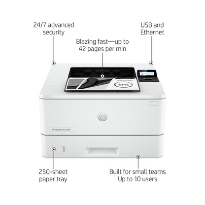 HP LaserJet Pro 4001n Black & White Printer (Renewed)