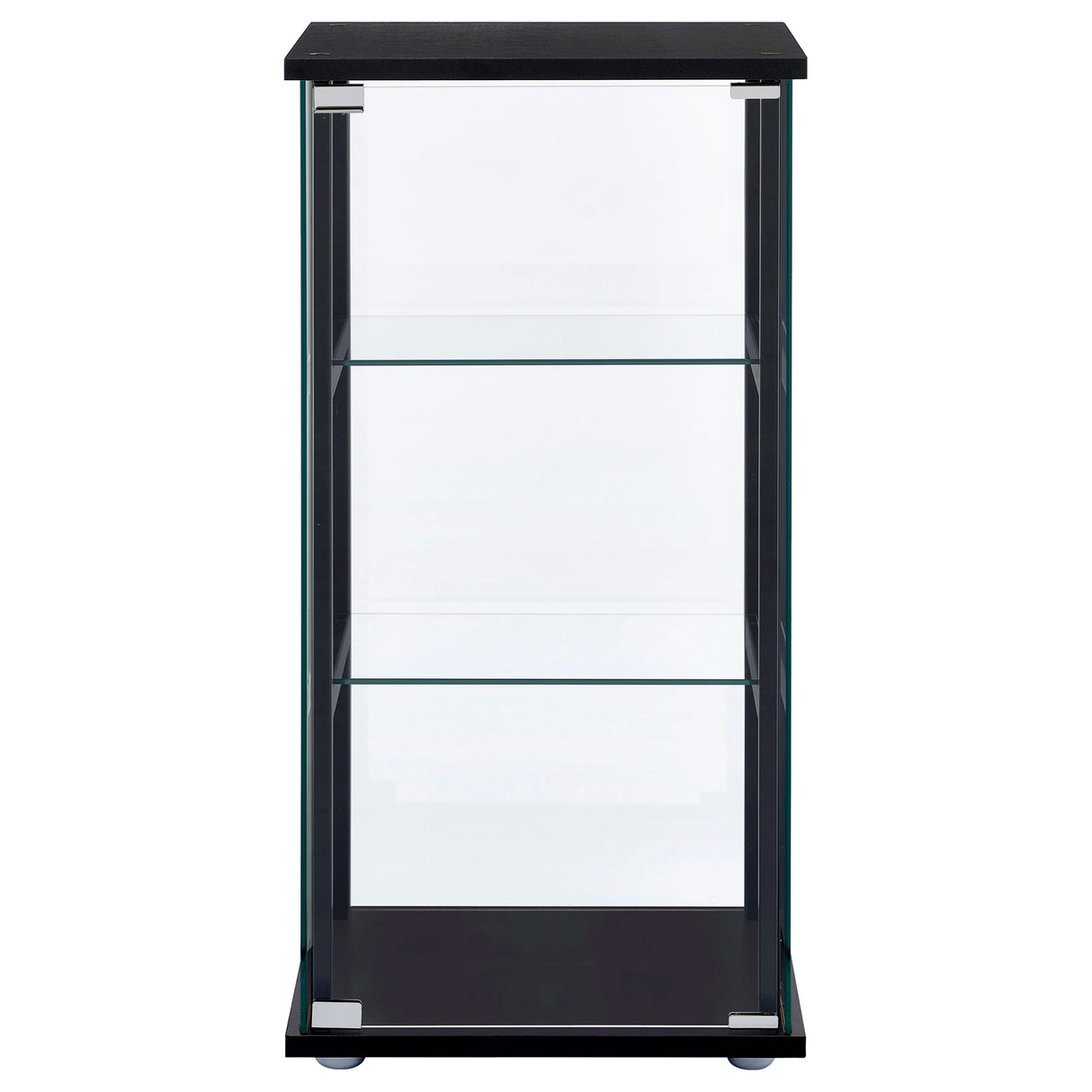 Coaster Home Furnishings Cyclamen 34-inch 3-Tier Clear Tempered Glass Curio Cabinet Display Case with Shelving Black 950179 Coaster Fine Furniture