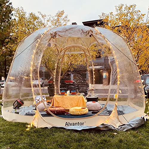 Alvantor Pop Up Bubble Tent - 12’ x 12’ Instant Igloo Tent - 8-10 Person Screen House for Patios - Large Oversize Weather Proof Pod - Cold Protection Camping Tent - Beige Alvantor