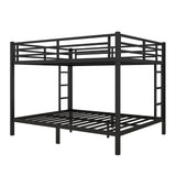 RuiSiSi Queen Over Queen Metal Bunk Bed, Heavy-Duty Queen Bunk Beds with 2 Ladders for Kids Adults, Space-Saving Bunk Bed Frame with Safety Guardrails, Easy Assembly, Noise-Free, Black RuiSiSi