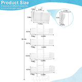 Hongtamoya Adjustable Over The Door Organizer, Hanging Door Storage with PVC Pocket and 4 Metal Baskets Wall Mount, Behind Door Rack for Bathroom Pantry Cabinet Bedroom Closet, White Hongtamoya