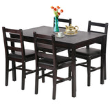 MGHH 5 Pieces Kitchen Dining Room Set Dining Kitchen Table and Chairs Mid Century Style Wood Dinette Table Set for Home Family Dining Area Dark Brown MGHH