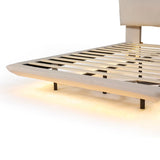 Merax Queen Size Velvet Floating Platform Bed with Sensor Light & USB Ports, Beige Merax