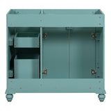Merax 36" Bathroom Vanity Cabinet, Single Bathroom Storage Vanity with Louvered Doors and Drawers, Solid Wood Frame Bathroom Vanities Without Sink (Teal Without Sink) Merax