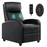 SMUG Recliner Chair for Living Room, Leather Home Theater Seating with Lumbar Support with Adjustable Backrest and Footrest, Modern Living Room Furniture with Padded Seat Backrest, Black SMUG