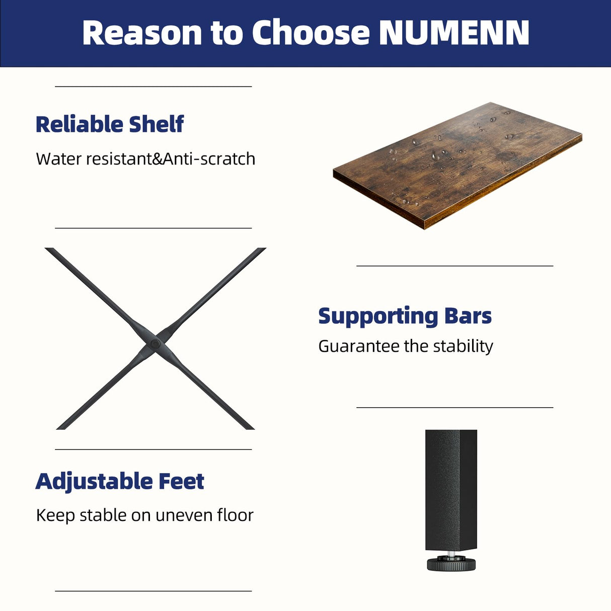 NUMENN Vintage Brown Triple Column 5-Tier Adjustable Bookshelf with 14 Open Display Shelves NUMENN