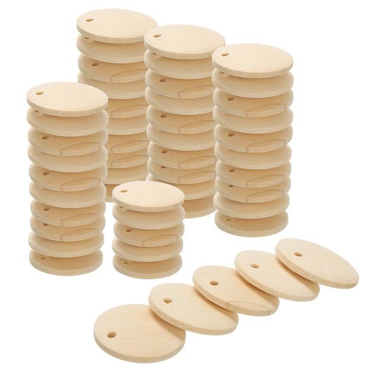 uxcell Round Wooden Discs, 50Pcs 20mm - Log Unfinished Wood Circles with Holes, Wood Ornaments for Crafts, DIY Jewelry Accessories, Birthday Board Tags - WoodArtSupply