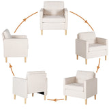 STHOUYN Mid Century Modern Home Office Upholstered Fabric Accent Chairs Set of 2 with Arms Reading Chair Club Chair, Living Room Bedroom Office, White (2, White) STHOUYN