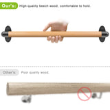 SELEWARE 26 Inch Wood Handrail Indoor Stairs Handrail Wall Mount Handrail w/Sturdy Metal Barckets, Barrier-Free Staircase Grab Bar for Elderly, 1.3 Inch Round SELEWARE