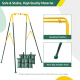 FUNLIO Foldable Swing Stand for Kids with 4 Sandbags, Heavy Duty Metal A-Frame Indoor/Outdoor for Backyard, Suitable Most Toddler/Baby Jumper/Hammock Chair - Green FUNLIO