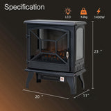 Panana Electric Fireplace Heater Portable Stove Heater Freestanding Fireplace, 5300 BTU, Realistic Flame Effect Panana