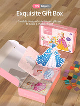 WangCow 12 Pcs Poke in Art Princess Dress up Cards, Mess-Free-Fun Creative Event for Kids，DIY Fabric Poking Craft Kit for Children，Gifts for Girls & Boys Ages 3, 4, 5, 6, 7, 8, 9 WangCow