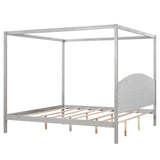 Harper & Bright Designs Grey Wash King Size Canopy Bed Frame with Headboard and Slat Support Harper & Bright Designs