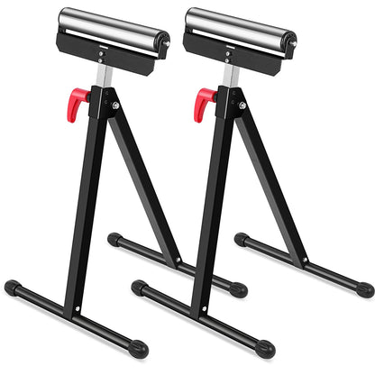 Tandefio 2 Pack Folding Roller Stand 198 LB Height Adjustable Roller Support Stand 27-43 Inch, Heavy Duty Load Capacity, Outfeed Woodworking, Black - WoodArtSupply