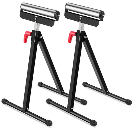 Tandefio 2 Pack Folding Roller Stand 198 LB Height Adjustable Roller Support Stand 27-43 Inch, Heavy Duty Load Capacity, Outfeed Woodworking, Black Tandefio