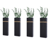 Wall Planters for Indoor Plants - 4 Pack Wood Wall Vases for Dried Flowers & Artificial Plants Modern Farmhouse Wooden Vase for Living Room Bedroom Kitchen Wall Decorations - Black TYLCC
