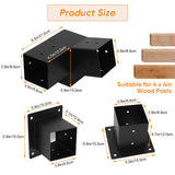 Ejoyous Pergola Bracket Kit, 3 Way 15 Degree Pergola Mounting Bracket Kit for 4x4in Lumber Wood Posts, Metal Gazebo Post Base Support Bracket for Pergolas Gardens Patio Ejoyous