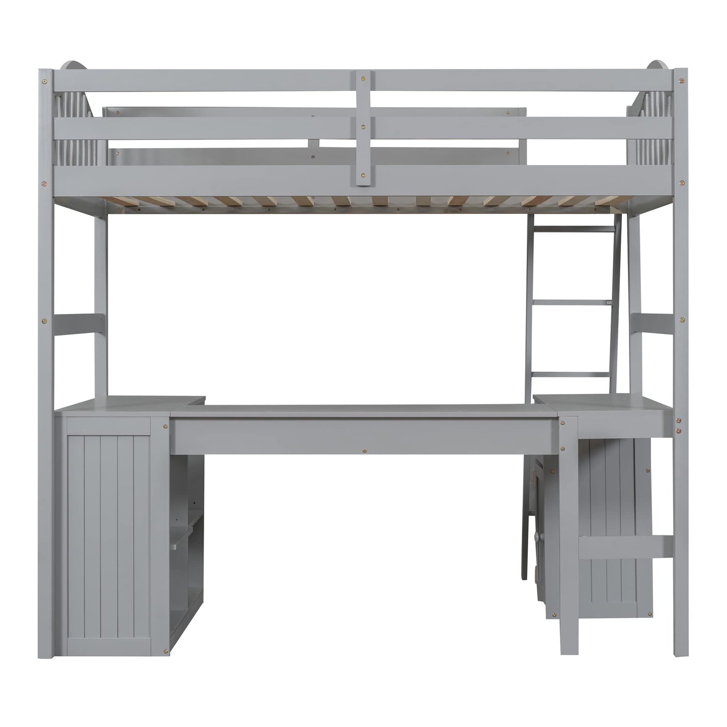 Harper & Bright Designs Grey Twin Size Loft Bed with Integrated Desk, Drawers, and Storage Solutions for Kids and Teens - WoodArtSupply