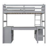 Harper & Bright Designs Grey Twin Size Loft Bed with Integrated Desk, Drawers, and Storage Solutions for Kids and Teens Harper & Bright Designs