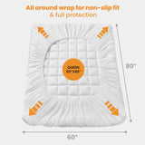 MATBEBY Queen Size Mattress Pad - Cooling Breathable Mattress Topper, Quilted Fitted Mattress Protector, Pillow Top Mattress Cover with 8-21" Deep Pocket, Soft, Machine Washable, White, 60x80 Inches MATBEBY
