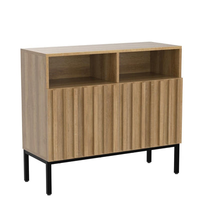 mopio Norwin Storage Cabinet, Modern Rustic Industrial Buffet Sideboard, Accent Console Credenza, Fluted Panel Doors, Adjustable Shelves, Sturdy