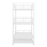 Harper & Bright Designs Metal Triple Bunk Bed with Trundle, Quad Bunk Beds Twin Over Twin, 3 Bunk Beds with 2 Ladders & Guardrails, Convertible Heavy Duty Steel Frame for Bedroom, Dorm, White Harper & Bright Designs