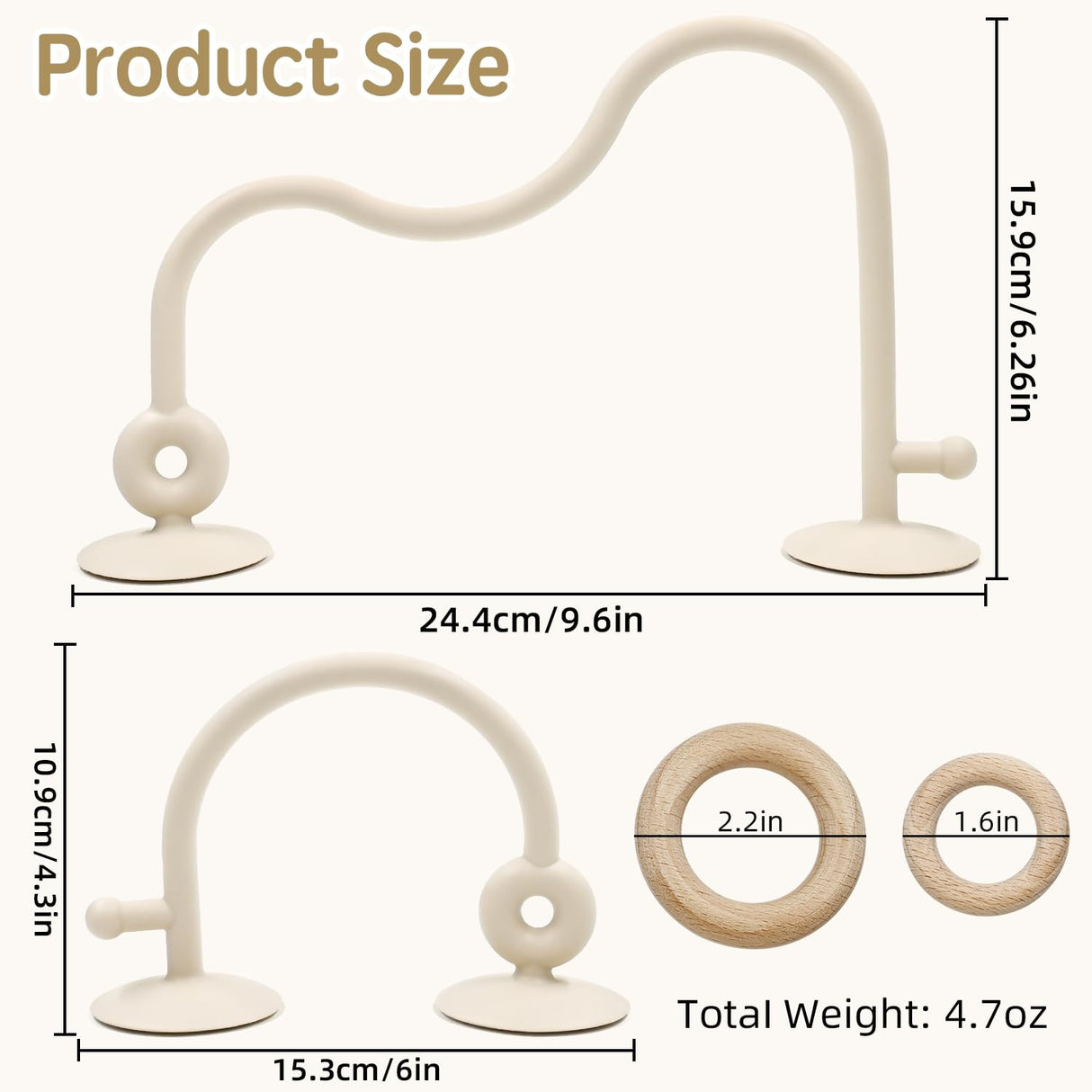 Baby Sensory Teething Chew High Chair Suction Toys for Infant Toddlers 6 12 18 24 Months, Food Grade Silicone Teether with Oak Loop Montessori Educational Baby Bath Toy Gifts (Beige) AiTuiTui