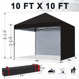COOSHADE Pop Up Canopy Tent 10x10 with 2 Sidewalls, Outdoor Shade Instant Canopy Tents(Black) COOSHADE