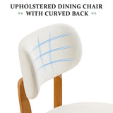 Furniliving Wooden Dining Chairs Set of 2, Mid-Century Modern Linen Upholstered Kitchen Chair with Solid Oak Wood, Farmhouse Dining Room Chairs, Beige Furniliving