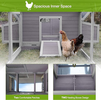 GUTINNEEN 103 in Large Chicken Coop and Run, Outdoor Wooden Chicken House for 4-6 Chickens, Hen House Poultry Cage with Nest Box - WoodArtSupply