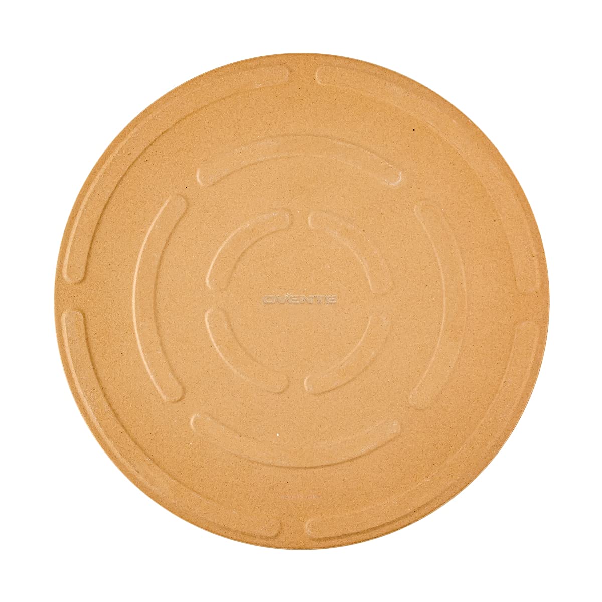 OVENTE Ceramic Flat 13 Inch Pizza Stone Set with Crust Cutter Wheel & Metal Rack/Handle, Compact Easy Storage Portable Baking Grilling Stone Thermal Shock Resistance for Oven Grill BBQ, Beige BW10132 OVENTE