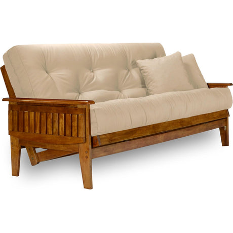 Nirvana Futons Eastridge Futon Set - Full Size, Frame, 8" Mattress, Microfiber Sussex Khaki Cover Nirvana Futons