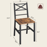 MAHANCRIS Dining Chair Set of 4, Rustic Wooden Kitchen Chairs with Backrest, Farmhouse Dining Chairs for Kitchen, Industrial Style Chair with Metal Frame, Easy Assembly, Rustic Brown TBHR1001S4 MAHANCRIS