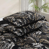 WONGS BEDDING Boho Quilt Set King,Black Paisley Floral Pattern Bedspread Coverlet Set with 2 Pillowcases,3 Piece Lightweight Microfiber Bohemian Quilt Bedding Set 104"×90" WONGS BEDDING