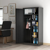 INTERGREAT Metal Wardrobe Closet, 72" H Storage Armoires Cabinet with Lockable Doors and Hanging Rod, Armoire Wardrobe Closet with 4 Shelves for Home Office, Warehouse, Garage, Black INTERGREAT