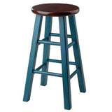 Winsome Wood Ivy model name Stool Rustic Teal/Walnut 13.4x13.4x24.2 Winsome