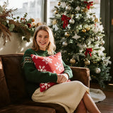 2 Pack Christmas Pillow Covers 18x18, Chenille Double-Sided Snowflake & Christmas Tree Decorative Throw Pillow Cases, Soft Farmhouse Holiday Cushion Covers for Sofa Couch Bed(Red,18x18) Auomily