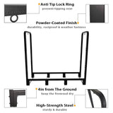 Artibear 4ft Outdoor Firewood Rack, Upgraded Adjustable Heavy Duty Logs Stand Stacker Holder for Fireplace - Metal Lumber Storage Carrier Organizer, Bright Black Artibear