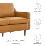Modway Impart Upholstered Genuine Leather Loveseat in Tan Modway