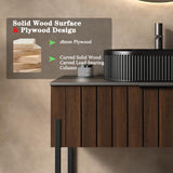 36 Inch Bathroom Vanity with Sink, Dark Walnut Vanity Bathroom Sink and Cabinet Combo, Bathroom Vanities w/Drawer and Metal Supporting Structure & Freestanding Striped Design - Miami, Dark Walnut RAINLUX