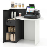 Byroce Reception Desk, Front Desk Reception Counter with Oval Desktop, Open Shelf & Lockable Drawer, Small Retail Checkout Counter Table, Wood Computer Workstation for Home, Office, Lobby & Salon WoodArtSupply