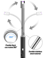 VEHHE Candle Lighter, Electric Rechargeable Arc Lighter with LED Battery Display Long Flexible Neck USB Lighter for Light Candles Gas Stoves Camping Barbecue VEHHE