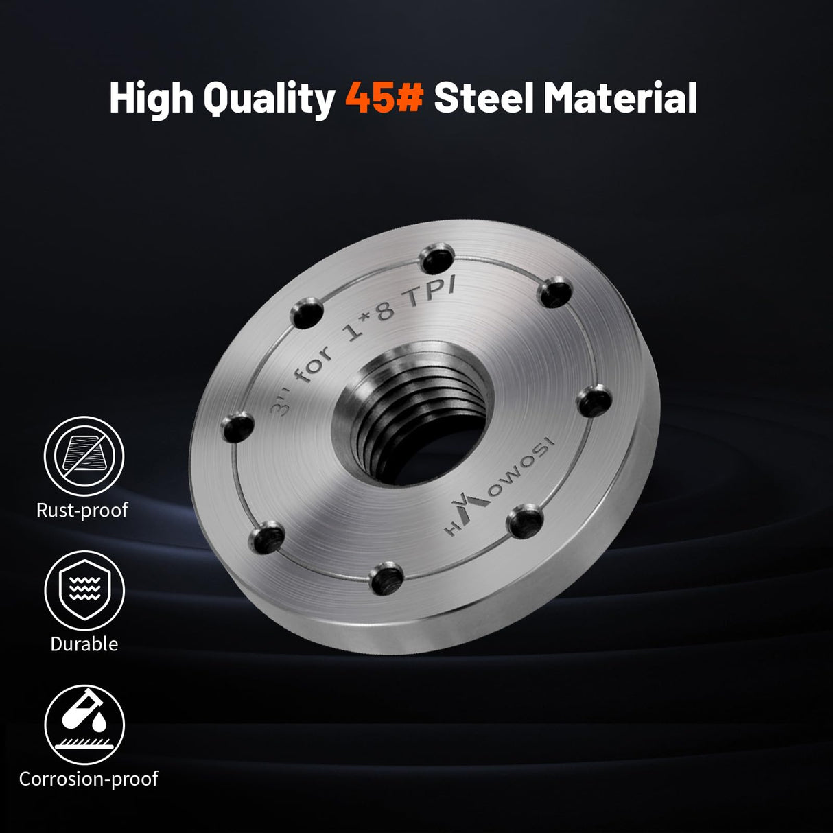 HAowosi 3" Steel Wood Lathe Faceplate,Faceplate for Wood Lathe,Lathe Face Plate Fit for 1" x 8TPI Spindle without Screwchuck HAowosi