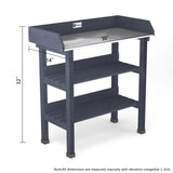 Elevens Potting Bench Tables Outdoor, Potting table Garden Work Station Metal Tabletop Solid Wood Planting Bench with 2 Tier Storage Open Shelf (4 Feet/Grey) Elevens