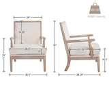 chairus Farmhouse Linen Accent Chair for Living Room, Upholstered Reading Chair with Solid Wood Frame Lounge Arm Chair with High Back for Bedroom, Reception Room, Waiting Room, Beige chairus