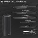 Knife Set, Brewin Kitchen Knife Set, Knives Set for Kitchen, Universal Knife Block, Utility Knife Block Set, Kitchen Essentials, New Home Essentials, Apartment Essentials, Dishwasher Safe Brewin