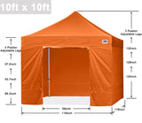 ABCCANOPY Easy Pop Up Canopy Tent with Sidewalls 10x10 Commercial -Series, Orange ABCCANOPY