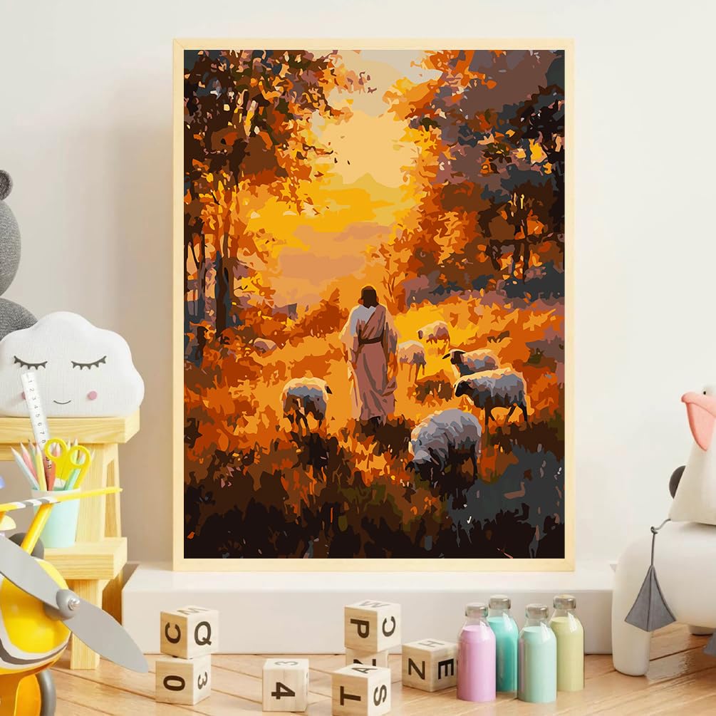 croshom Paint by Numbers Kit for Adults Beginner, Jesus Paint by Number for Adults, DIY Easy Adult Paints by Number Kits, Gifts and Home Wall Decor 12" x 16" (Without Frame) croshom